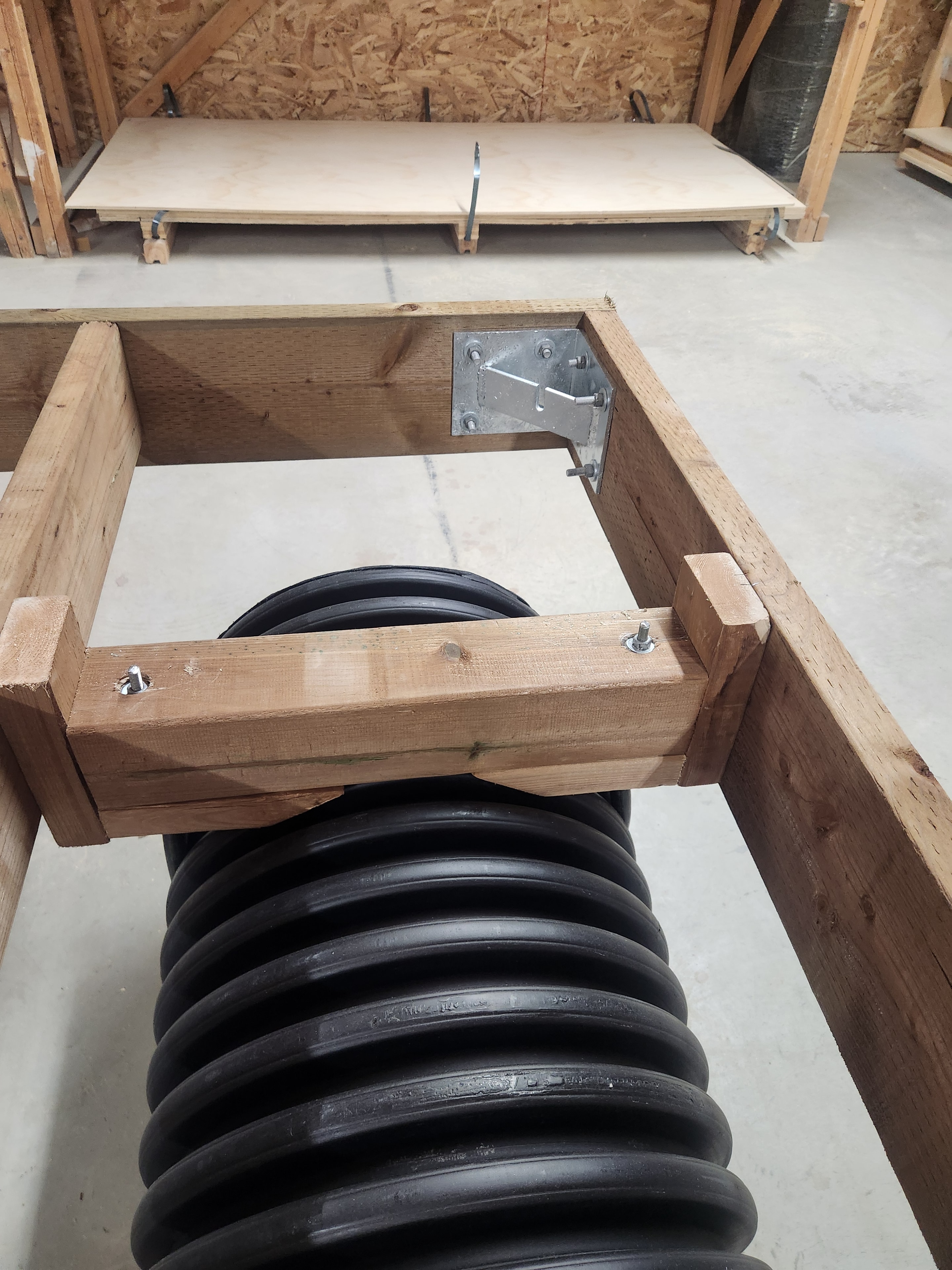HDPE dock float installed beneath a wooden dock frame